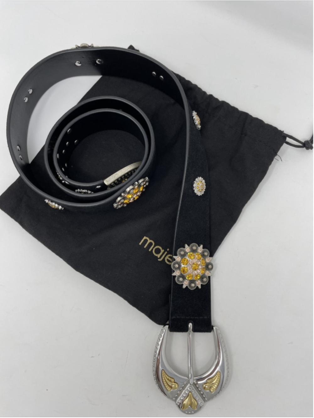 maje belt black suede strass 40